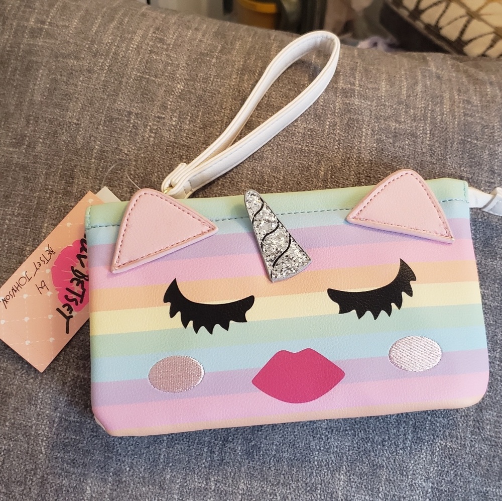 SOLD LUV Betsey Johnson unicorn wristlet NWT